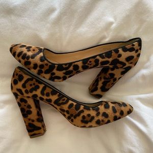 COPY - J Crew block heel pumps in leopard print